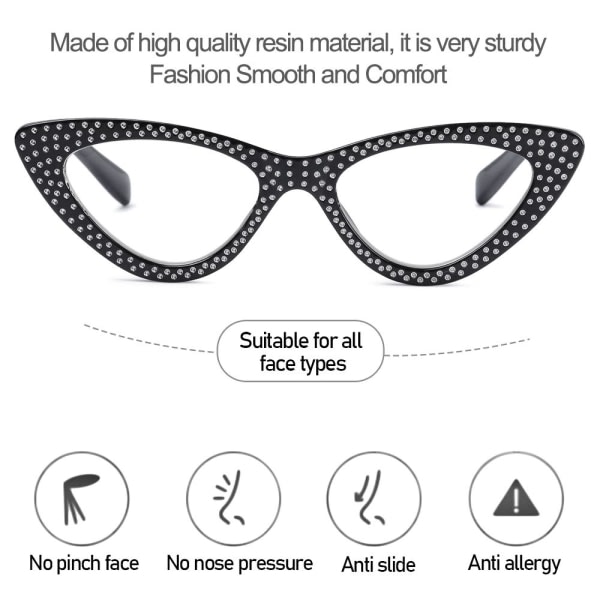 Cat Eye Lesebriller Diamond Presbyopic briller BEIGE beige Styrke+150-Styrke+150 beige Strength+150-Strength+150