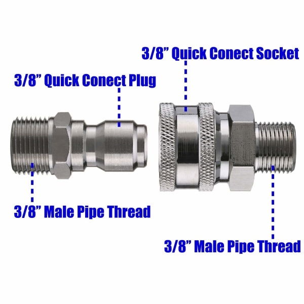 Paineenpesurin adapterisarja, 9,5 mm uroskierre, 5000 PSI 3/8'' (PA)