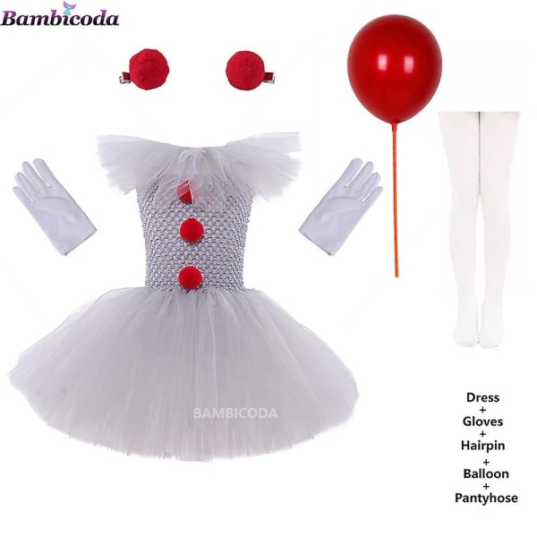 Grå jente Halloween-kostyme Tutu Cosplay-kostyme sett 4 S(2-3 år) set 4 S(2-3Y)