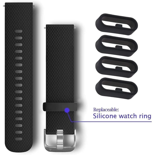 10 st armbandsögla, kompatibel med Garmin Vivoactive 3 & Music Secure Silikonring - (svart)