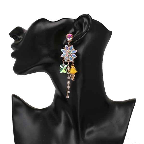 Fasjonable Eardrop Elegant Temperament Legering Diamantøredobber Smykkegave for kvinner (AB)