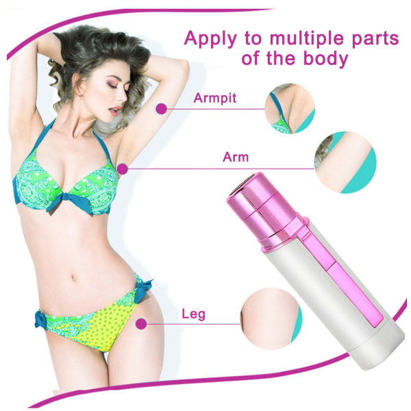 Elektrisk Mini Depilator Body Arm Bikini Armhåla Hårborttagning Trimmer Maskin Rosa+Vit