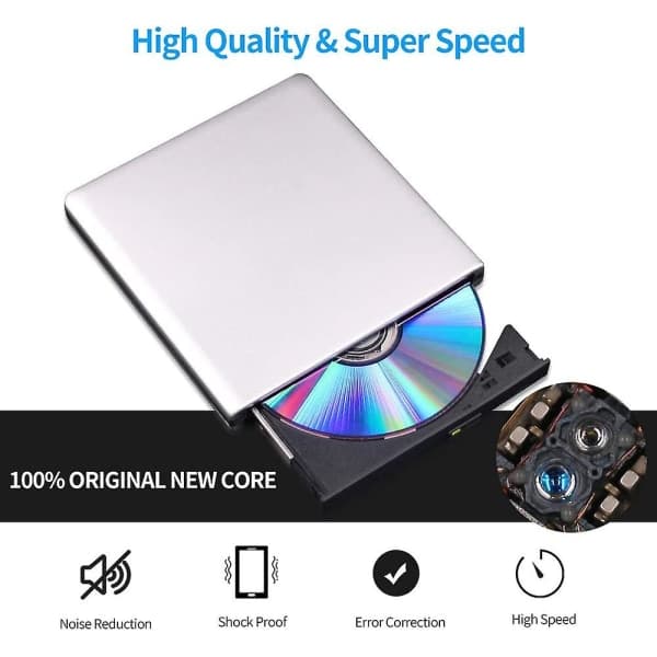 Ekstern DVD-enhet 3D, USB 3.0 og Type-C Bluray CD DVD-leser
