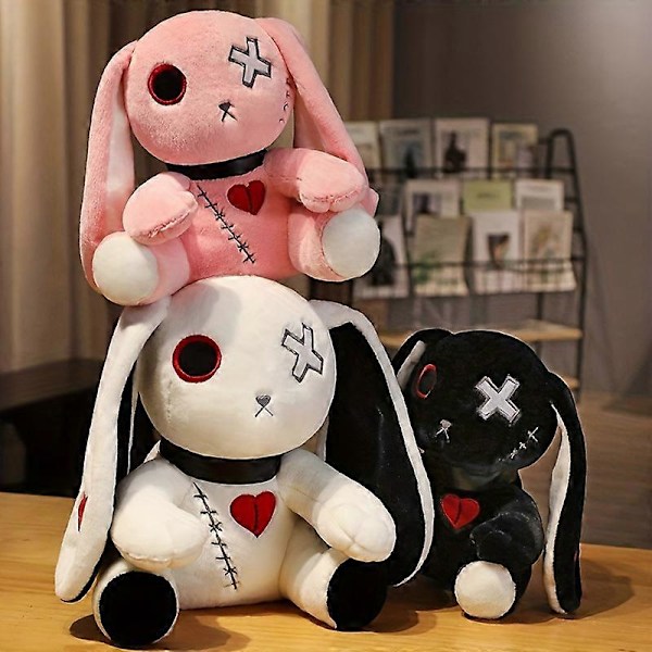 Läskig Goth Kanin Plysch Galet Kanin Plushie Leksaker, Spooky Gothic Kanin Stoppade Djur Söta Horror Fruktansvärd Kanin Docka För Halloween Påsk Jul V