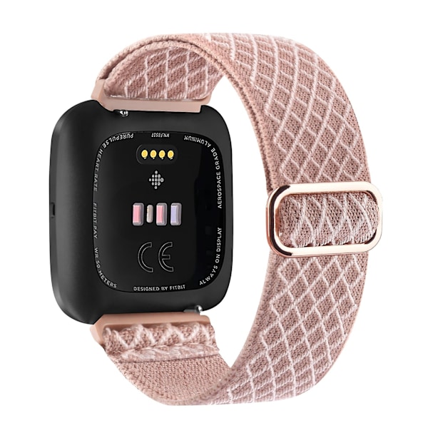 Elastiskt vävt öglespänne för Fitbit Versa 3 2 Versa Lite band Justerbart nylon sport klockarmband armband för Fitbit Sense band Pink