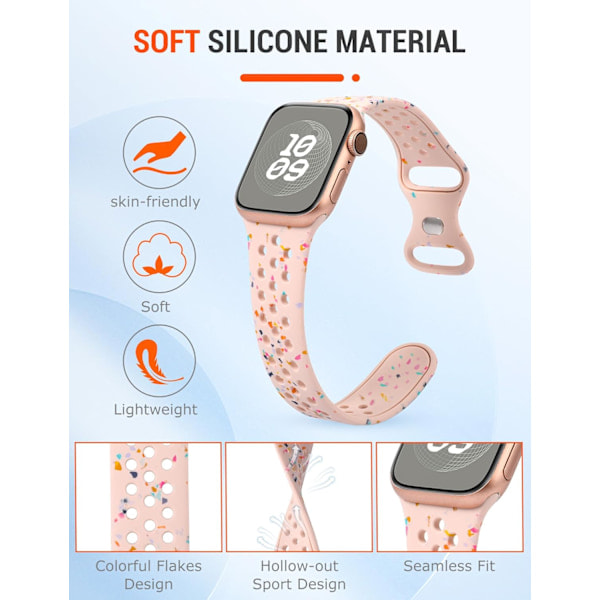 Paris_Sportband Kompatibelt med Apple Watch Armband 40mm 38mm 41mm Hål, Mjukt Andningsbart Silikon Sport Ersättningsarmband för iWatch Serie