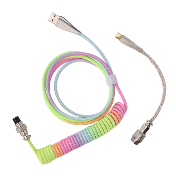 Speltangentbord Kabel Gradient Färg RGB Ljusande Anpassad mekaniskt tangentbord Infällbart USB C spiralfjäderkabel Typ 2
