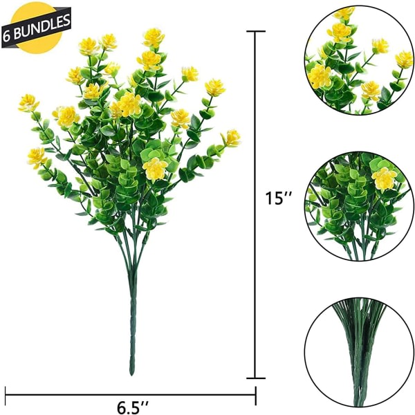 6 buntar konstgjorda blommor utomhus falska blommor för dekoration