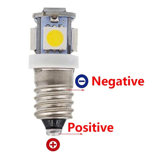 10 stk E10 6V LED-lamper 5SMD 0,5W 50LM lampe (kald hvit)