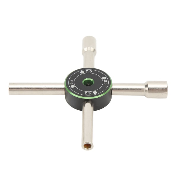 Kryss elektrisk kontrollskapnøkkel 4-veis Universalnøkkel Heisdør Vannmålerventil RC Vedlikehold 4 5,5 7 8mm Grønn