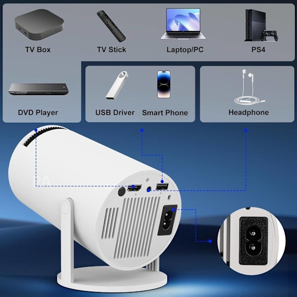 5G 4K Projektor Smart HD LED WiFi Bluetooth HDMI. USB Android Hemmabio - PA