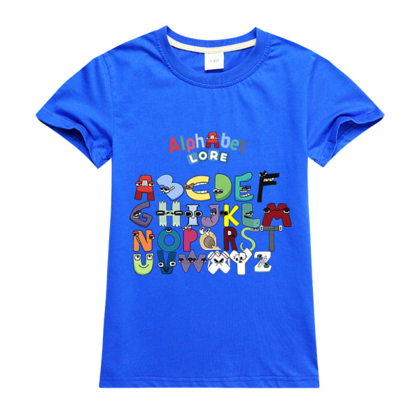 Alphabet lore Pojkar Flickor T-shirts Barn 3D- printed kortärmade blå 130cm