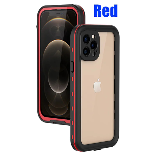 IP68 Vattentät För IPhone 15 14 13 12 11 Pro Max XS Max XR 7 8 Fodral RedPepper Genomskinligt Skal Dykning Undervatten Simning Utomhussport Röd Red i-Phone XS Max 6.5