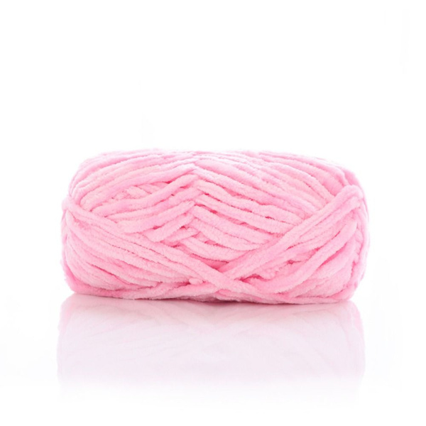Chenille-fløjlssnor Chunky strikket kardet garn ROSA