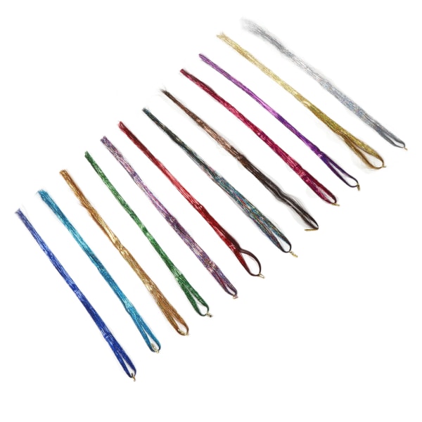 Tyttöjen hiustenpidennykset työkalulla 12 väriä kimaltelevat ja kohokohtia glitterillä