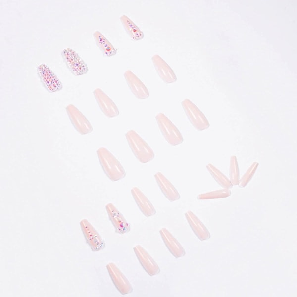 lyxiga franska tryck på naglar kista falska naglar långa akryl cover strassi lösnaglar tips för kvinnor och flickor 24 st.