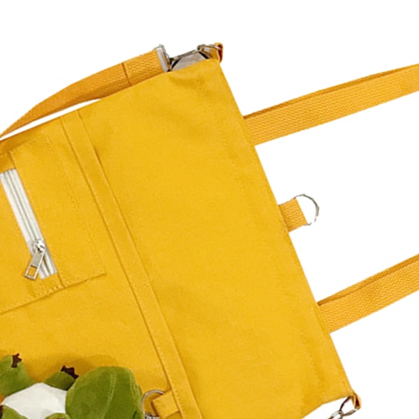 Kangaslaukku naisille tytöille Kangas olkalaukku opiskelijoille kangaskäsilaukku casual olkalaukku karhuriipuksella japanilaistyylinen keltainen