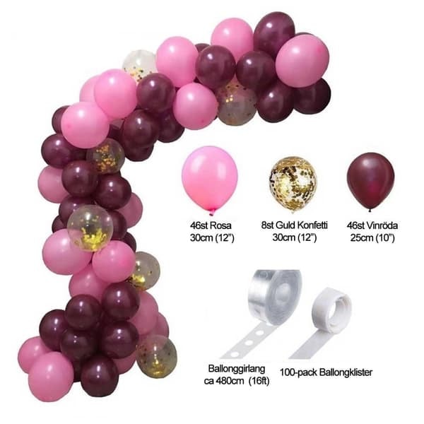 Ballongbåge Rosa Lila – Komplett Ballonggirlang 5m