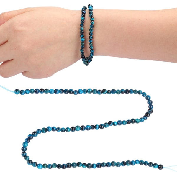Naturstein blå tigerøye runde perler DIY smykker armbånd lage tilbehør4 mm 92 stk perler