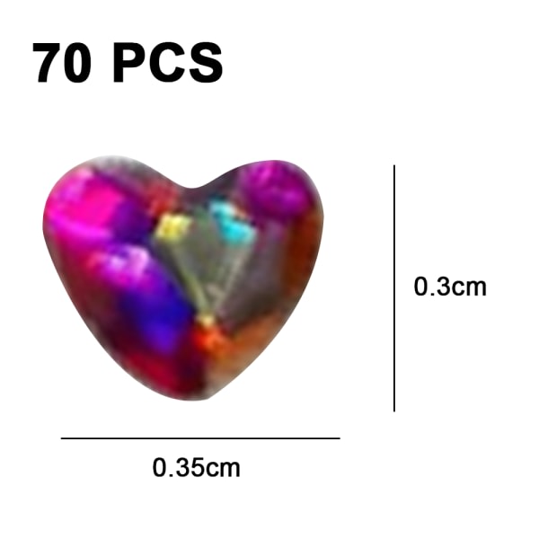 Crystal Heart Shape Flatback 3d Nail Art， Diamant Rhinestones Glitter Juveldekoration för naglar AB