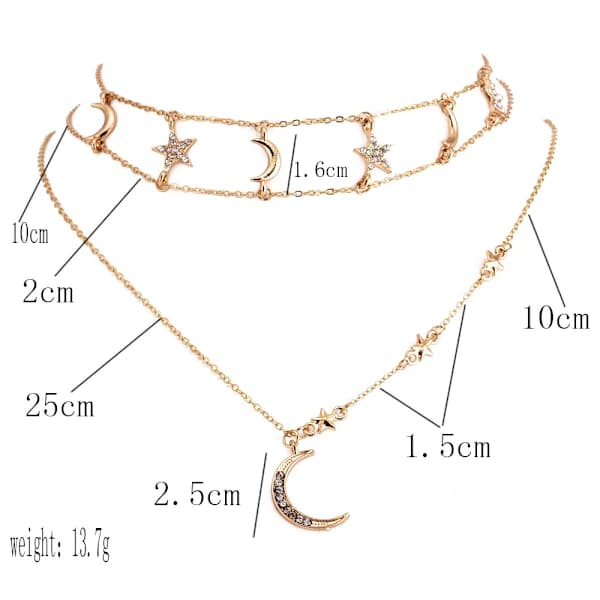 Guld Måne og Stjerner Halskæde til Kvinder Mode Guld Choker Halskæde Delikate Måne Stjerner Smykker til Kvinder og Piger