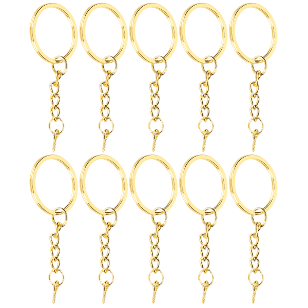 10 st Nyckelring Legering Nyckelring Ring delar med skruvögla Pin Connector DIY Tillbehör Guld 25mm / 1in