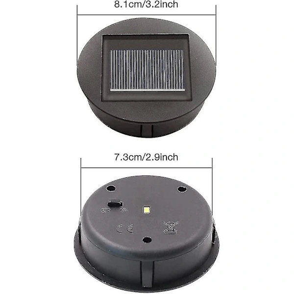 4 Stykker Erstatningssolcellelamper Med LED-lys, Erstatning Topplamper for Solceller, LED Solcellepanel Lyktlokk