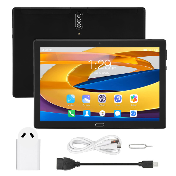 10,1 tommer tablet 6 GB RAM 128 GB ROM Octa Core-processor understøtter 2,4 GHz FHD 6000mAh 5G WiFi-tablet til Android 10 100?240V AU stik sort