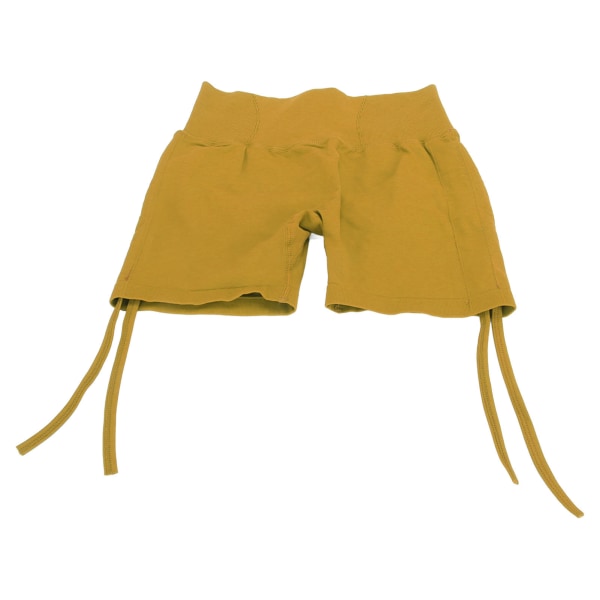 Butt Lifting Yoga Shorts Snørebånd med snøre Sømløs højtaljet mavekontrol yogashorts til sport, løb gul