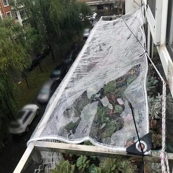 x Vedenpitävä läpinäkyvä pressu, vedenpitävä läpinäkyvä pressu silmukoilla, (1,2x1,6m)
