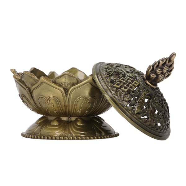 Lotus rökelse brännare vintage stil blomformad legering rökelse hållare för heminredning brons