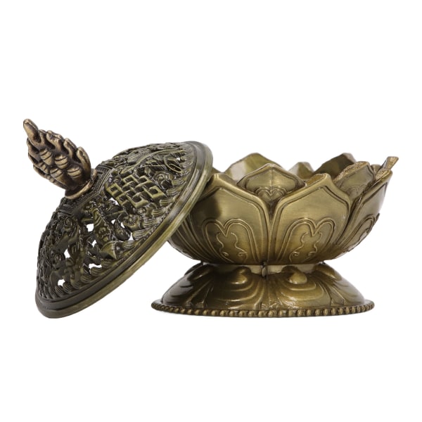 Lotus røgelse brænder vintage stil blomst formet legering røgelse holder til boligdekoration bronze