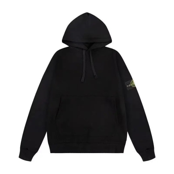 Stone Trendy American Stone Island Emblem Ren Bomuld Hoodie Mænd Kvinde High Street Løstsiddende Kapsel Hoodie Sort Sort XL Sort black XL black XL