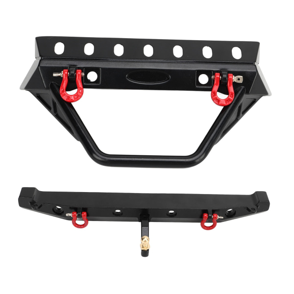 RC Crawler Bumper Svart främre och bakre stötfångare med vinschmonterade schacklar LED-ljus för Axial SCX10 90046 SCX10 III AXI03007 AXI03003 5?11V