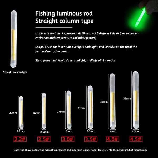 100 stk. fiskeglødepinde, lyse, langtidsholdbare plastikflådlys til natfiskeri i floder og vandløb, 2,2 mm 2.2mm