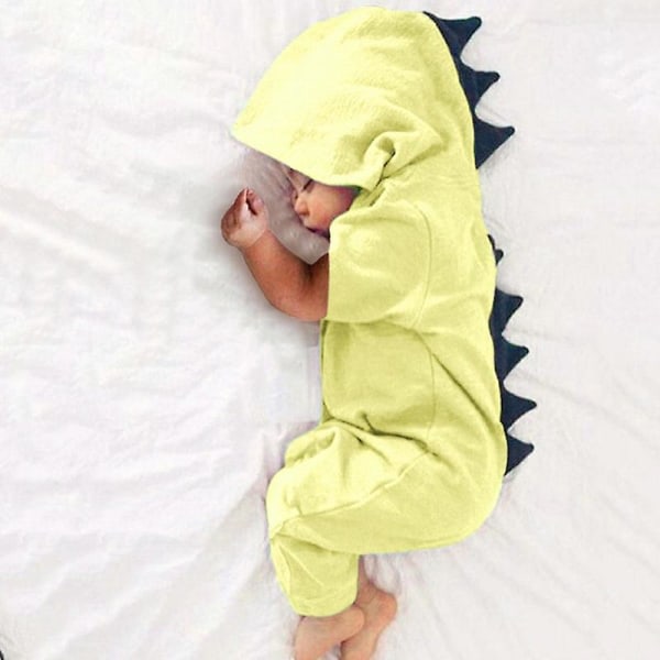 Baby Nya baby Flickkläder Baby Dinosaurie Jumpsuit med huva Höst Vinter Barnkläder Grön 6Mto70