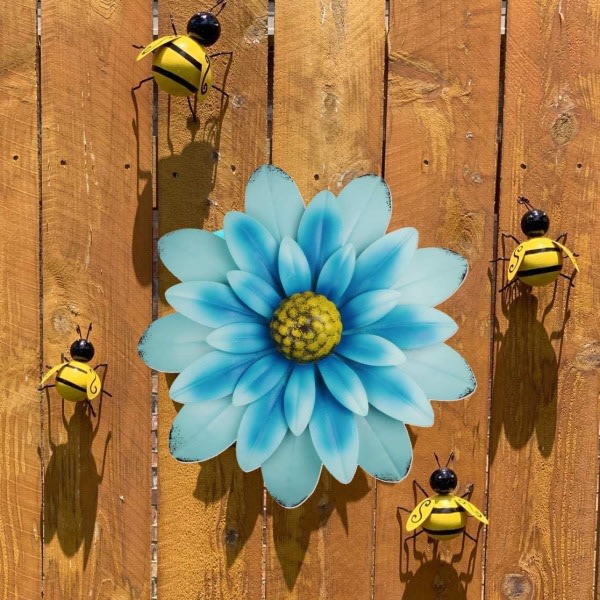 Metal Bee Decor Bumble Bee Garden Accenter 3D Honey Bee Wall