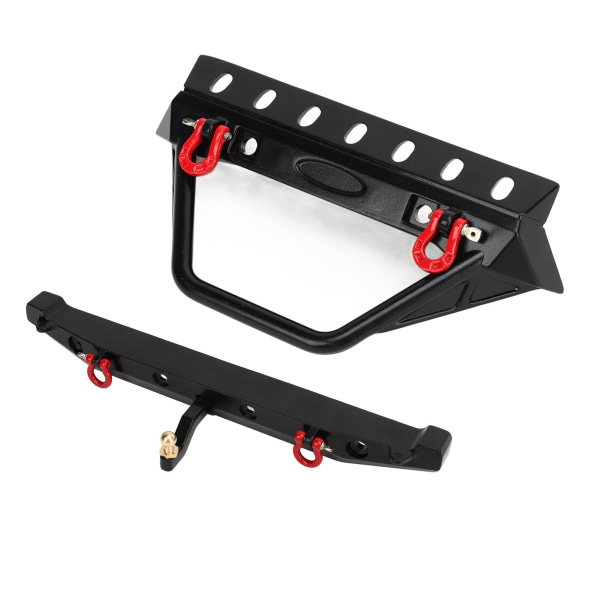 RC Crawler Bumper Svart främre och bakre stötfångare med vinschmonterade schacklar LED-ljus för Axial SCX10 90046 SCX10 III AXI03007 AXI03003 5?11V