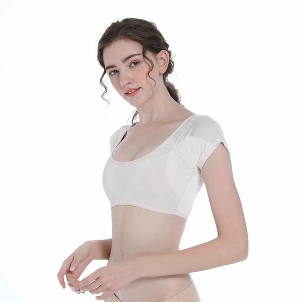 Kainalon hikiliivi lyhythihainen hikeä imevä neulepusero Design Pestävä kainalo-hikiliivi naisille tytöille valkoinen M