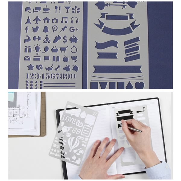 Bullet Journal -sapluunasetti piirustusmalli viivain DIY maalaus sapluuna—PA