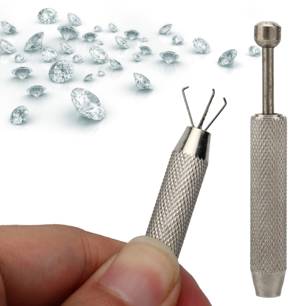 Rostfritt stål Diamond Claw Pick Up Tool Pincett för smycken Stenpärlor (3 stift)