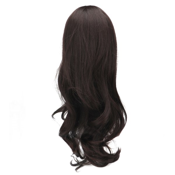 Naisten pitkä kihara peruukki musta harmaa väri hengittävä verkko tukevasti käytä tekohiuksia aaltoilevat peruukit otsatukkailla