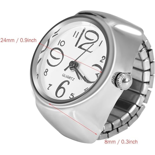 Ringklokke, Finger Ring Watches Fashionable Kvinner Menn Kvarts Analog Rund Finger Ring Love Watch Finger Ring Watches for Menn Kvinner (Svart)