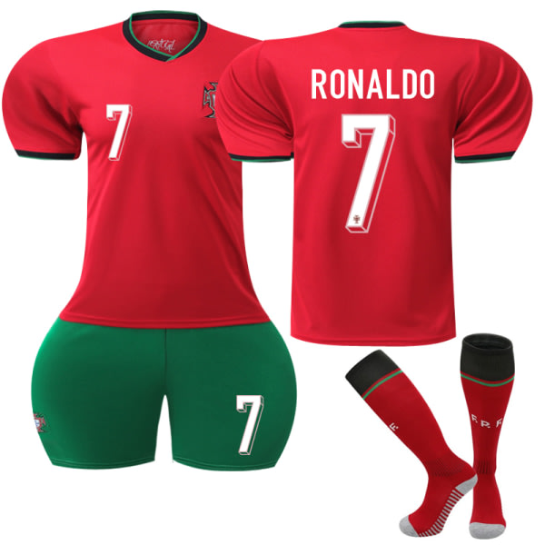 UEFA EURO 2024 Portugal Hjemmefotballtrøye nr. 7 Cristiano Ronaldo voksen XXL adult XXL