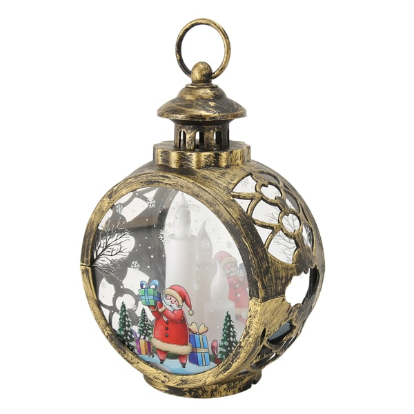 Jul Vintage dekorativ stearinlys lanterne Jul dekorativ lanterne med LED flimrende flammefri stearinlys bronze Stor julemand