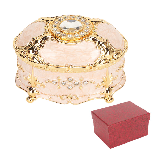 Vintage smyckeskrin Oval prydnadssak Metall dekorativa ringar Halsband Organizer Box för kvinnor flickor