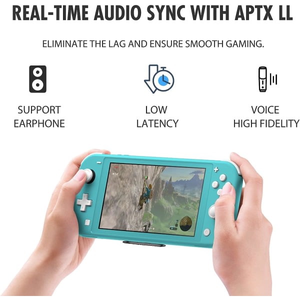 Switch Bluetooth Adapter för Nintendo Switch/Switch Lite/PC/PS5/PS4, Switch Wireless Audio USB C Bluetooth 5.0-sändare med låg latenskonverterare