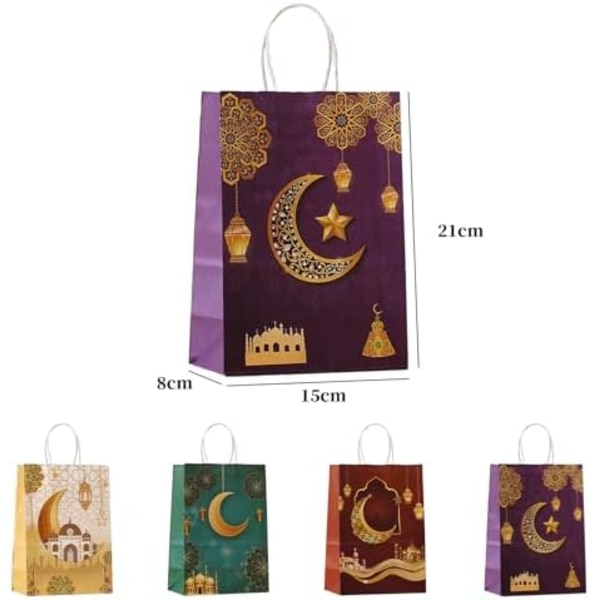 4 kpl Ramadan & Eid Paper-lahjapussit Multipack, pieni Ramadan Eid Ramadan Eid