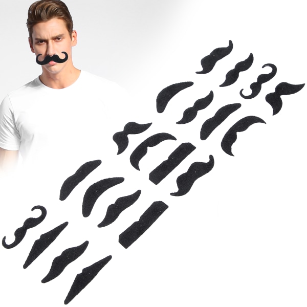 20 stykker falske overskæg Sjove falske skæg Sorte overskæg til kostumetilbehør