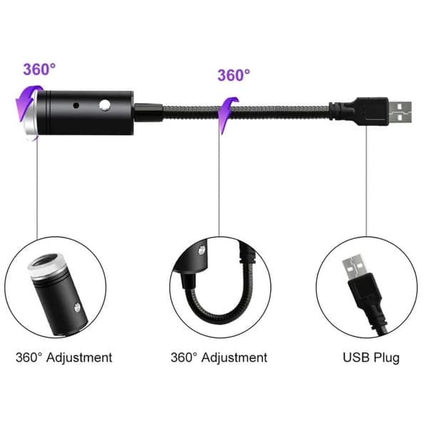 Galaxy Projektor LED Diskolampe til Bilen USB—pa